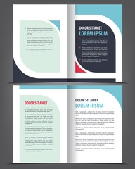 Vector empty bi-fold brochure print template design, booklet layout - 94279568