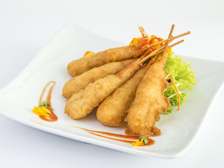 Deep Fried Shrimp 1 - Deep Fried Shrimp in white dish on isolated background
