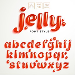 Vector latin alphabet made of strawberry jam. Font style.