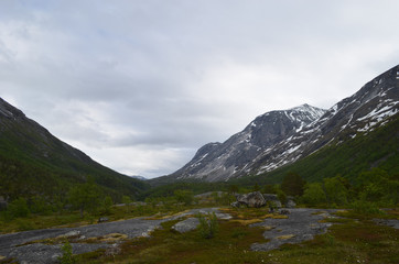 Subarctic mountain valley in Norwegian northern Scandes