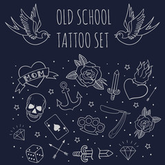 Old school tattoo set