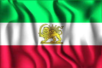 Variant Flag of Iran with Lion and Sun Emblem. Rectangular Shape