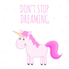 Cute hand drawn unicorn with text.