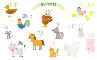 Vector illustration of farm animals