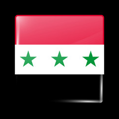 Old Version of Flag of Iraq. Glassy Icon Square Shape