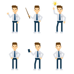 Vector characters: office guy in different static poses.