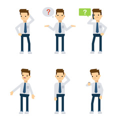 Vector characters: office guy being confused.