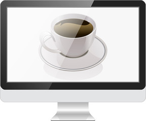 Computer monitor and coffee