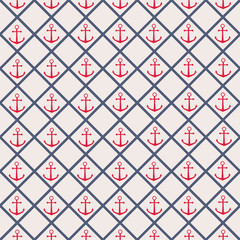 Seamless pattern with cross lines and anchor. 
