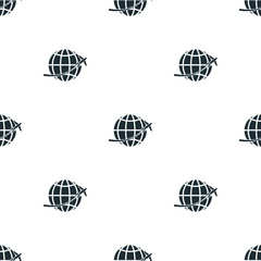 Airplane cross the Earth icon