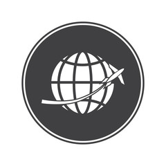 Airplane cross the Earth icon