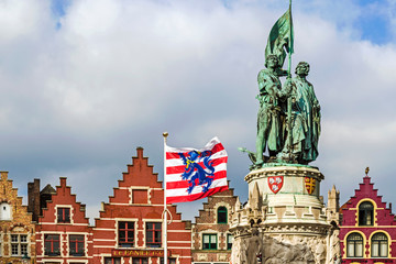Obraz premium Statue of Jan Breydel and Pieter De Coninck. Bruges,Belgium