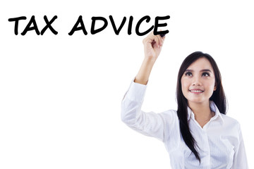 Female worker giving tax advice