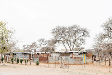Shacks near confluence of the Gariep (Orange) and Vaal Rivers