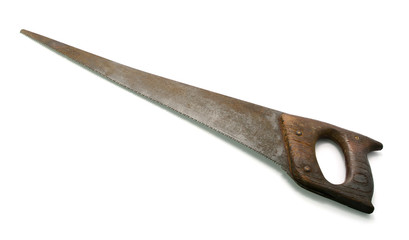 Old saw isolated on white background