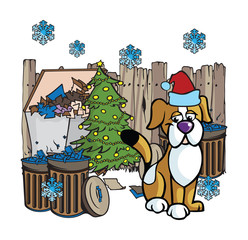 junkyard dog Christmas illustrations