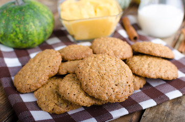 Homemade cookies with pumpkin cinnamon dip