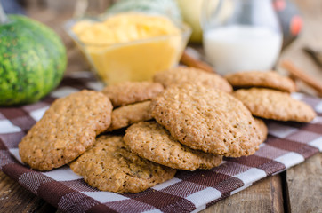 Homemade cookies with pumpkin cinnamon dip