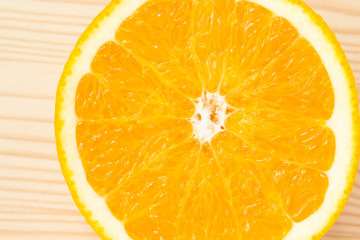 Sliced orange on wooden background