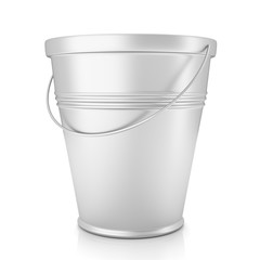 Metal zinc bucket on white