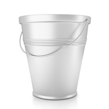 Metal Zinc Bucket On White