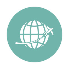 Airplane cross the Earth icon