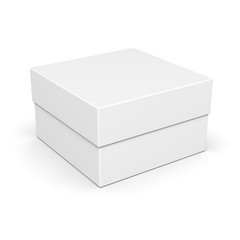 Closed paper square box on white