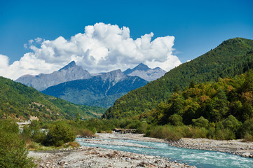 Landscape with mountains and river