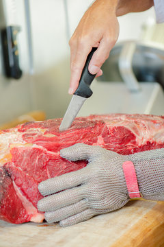 Cutting meat with a knife