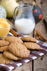 Homemade cookies with pumpkin cinnamon dip
