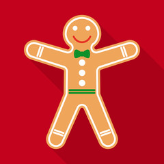 Gingerbread in Flat Style with Long Shadows