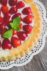 strawberry cheesecake and fresh berries