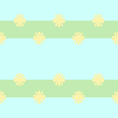 Seamless pattern, horizontal yellow, green, blue floral wallpaper, pastel, vector, for girls, boys