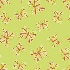 Fototapeta na wymiar Seamless pattern with butterflies. Summer background. Vintage texture. Yellow backdrop. Vector illustration.