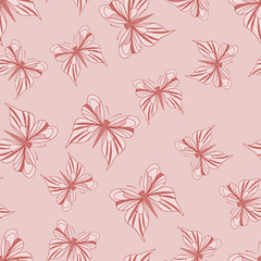 Fototapeta premium Seamless pattern with butterflies. Summer background. Vintage texture. Soft pink backdrop. Vector illustration.