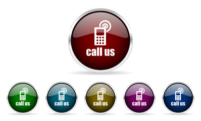 call us vector icons set