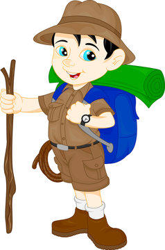 Cartoon Cute Hiker Boy