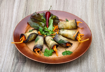Eggplant rolls with carrot