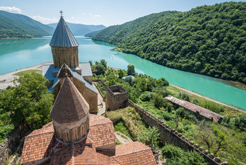 Medieval Ananuri Castle over Aragvi River in Georgia