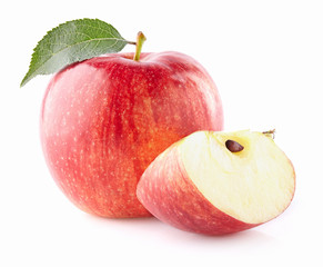 Ripe apples with slice