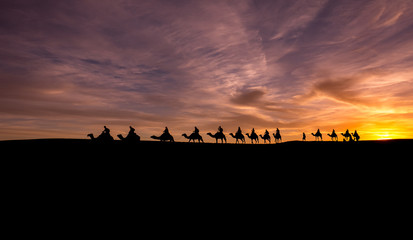 Fototapeta na wymiar Caravan in Sahara Desert
