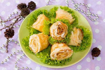 Stuffed pancakes rose cream cheese cottage cheese