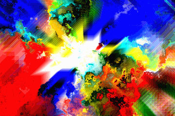 Obraz na płótnie Canvas Colorful Background With Cubic And Flux Effect And White Center