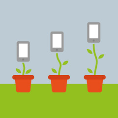 Grow and plant mobile business floral graph infographics