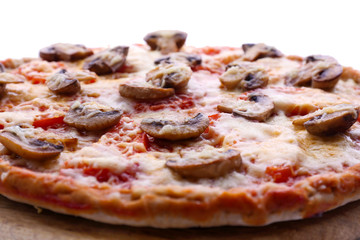 Tasty pizza with vegetables close up