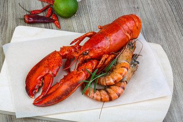 Lobster and shrimps