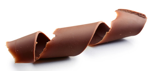 Chocolate curl isolated on white