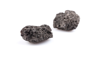Volcanic stones on a white background