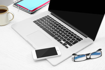 Workplace with computer in office