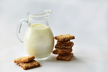 jug with milk and cookies